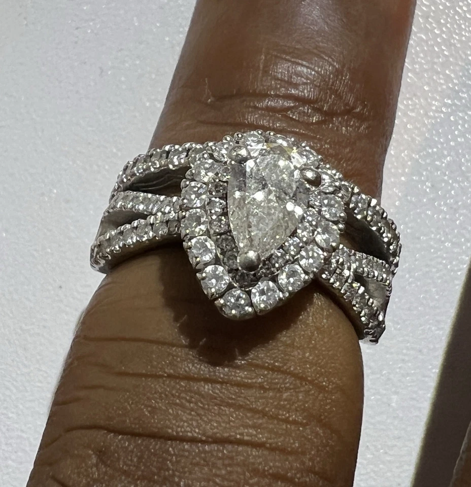 Pnina Tornai Engagement Ring PearCut Diamond 18k White Gold Ring - Image 3 of 4