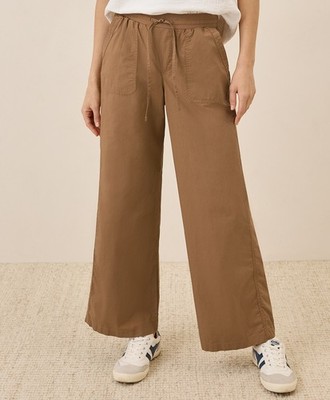 Pact Women s Monterey Poplin Wide Leg Pant Medium Brown Sugar Comfortable