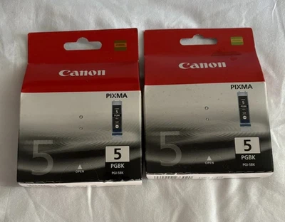 LOT DEUX Canon PGI-5BK BK 5 noir black Encre Originale neuve sous blister - Photo 1/2
