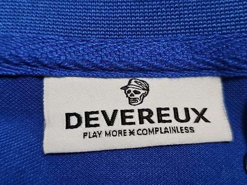 Devereux NEW Golf Performance Icon Polo Royal Blue Skull Patch Shirt SZ Large - Picture 7 of 13