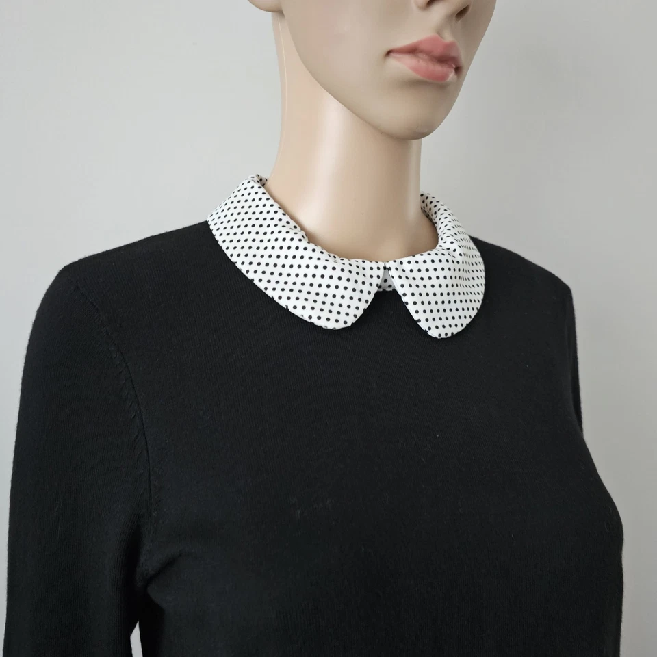 NEW Adrianna Papell Black Layer Sweater Peter Pan Collar Shirt Size M - Image 3 of 4