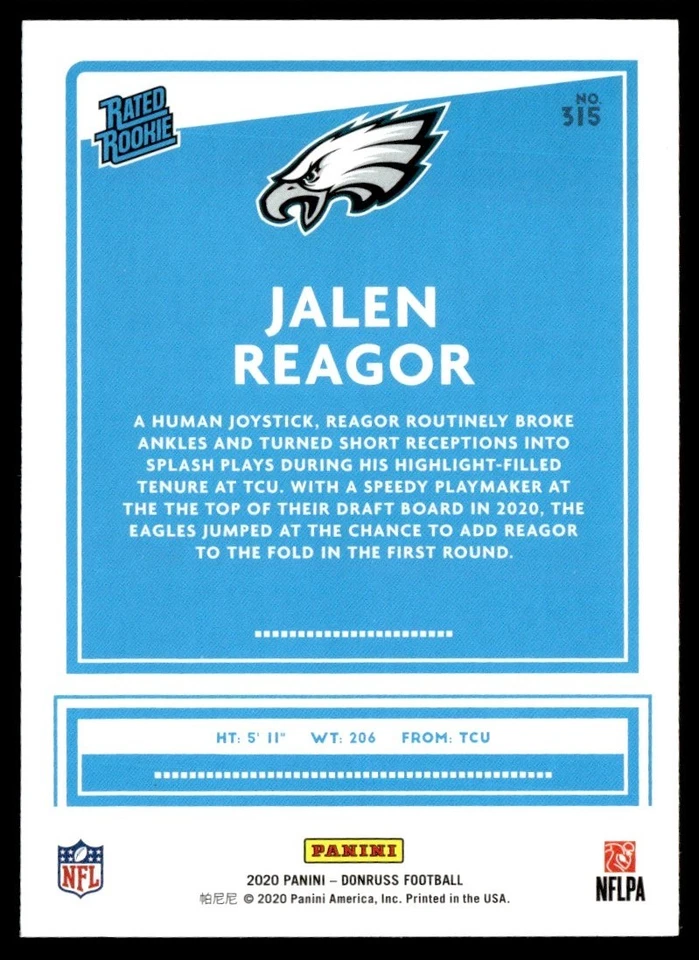 2020 Donruss Optic Rated Rookie Variations Jalen Reagor Rookie Philadelphia - Image 2 of 2