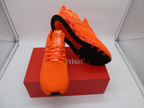 Tsiodfo Junior Kids Athletic Sport Bright Orange Knit Fashion Sneakers, Sz 5.5-6 - Picture 10 of 18