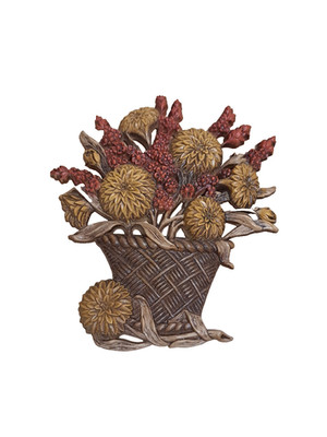 Vintage Burwood #2066-2 Mums Flower Fall Arrangement Basket Wall Plaque