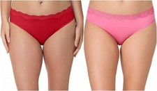 New 2 Pairs Maidenform Red  Pink Everyday Pretty Lace Back Bikini Panties L NWT