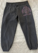Pink Victoria's Secret Sweatpants Womens M Gray Cropped university Y2K