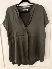 Mint Velvet UK 16 Dark Green Silk Front Top