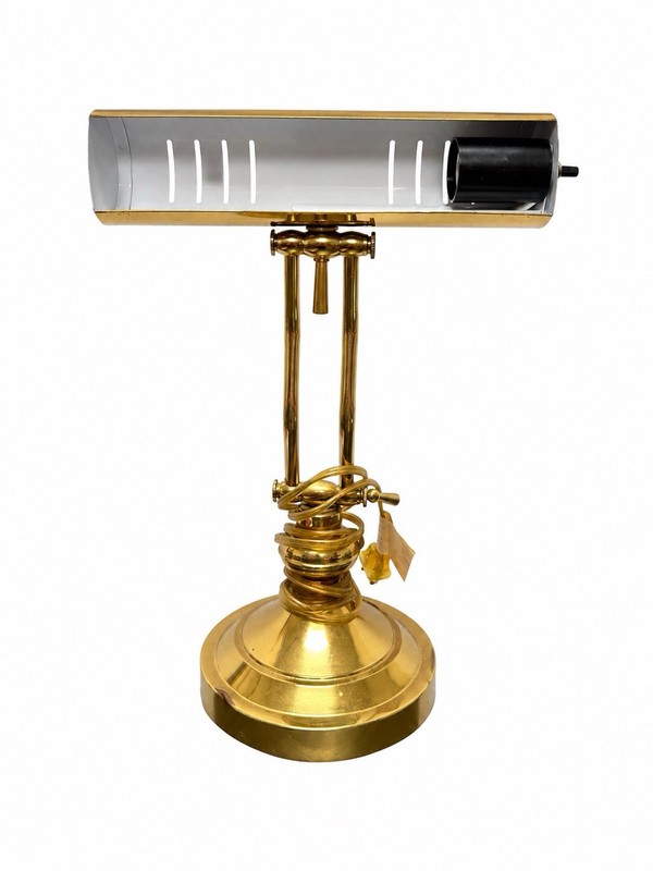 Vintage Brass Banker Desk Lamp Adjustable Arm Table Lamp Mid Century Office