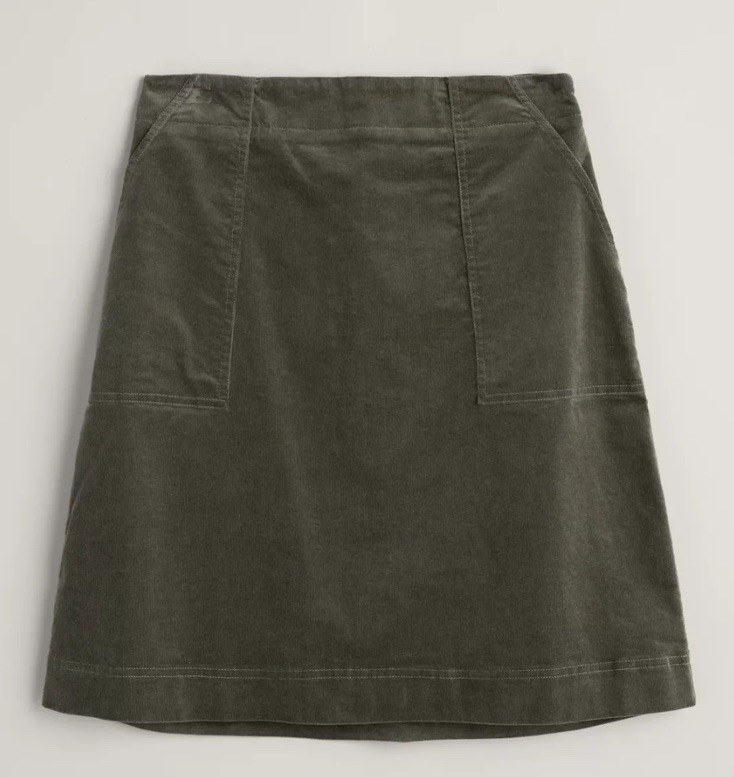 Seasalt.New/Tag”Mays Rock Skirt”Nori ( Green) Fine Cord.UK 26-28 P.RRP £57.95