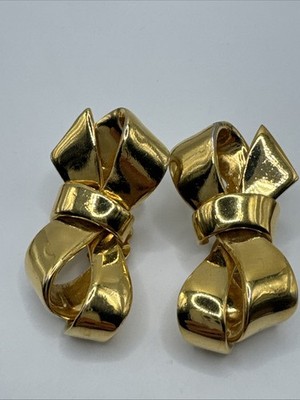 Vintage Ciner Gold Bow Earrings