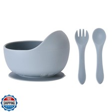 Silicone Baby Feeding Set, Baby Bowls, Baby Spoons and Baby Forks Can Fit in
