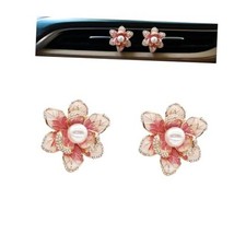 Pink Flower Air Vent Clips Car Air Freshener Bling Car Accessories for Women