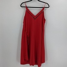 FREE PEOPLE Dress Womens Small Sm S Red Spaghetti Strap Split