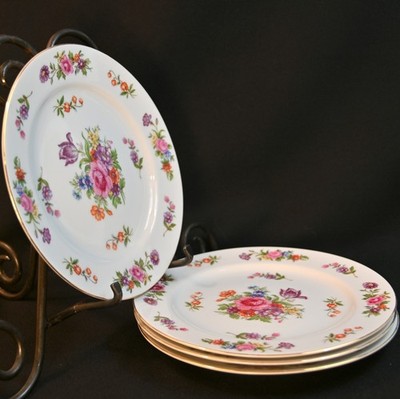 Aladdin Fine China 4 Salad Plates 7+'' Dresdenia Floral 1946-1952 Occupied Japan