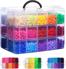 Simetufy 10000Pcs Pony Beads Bulk, 30 Colors Rainbow Kandi Beads for Hair Braidi