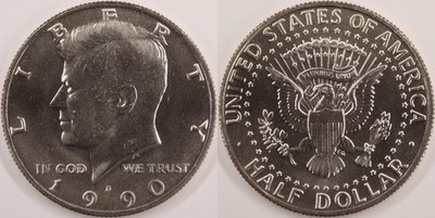 United States 1990 D 50 Cents Kennedy Half Dollar KM#202b Clad Seal Eagle