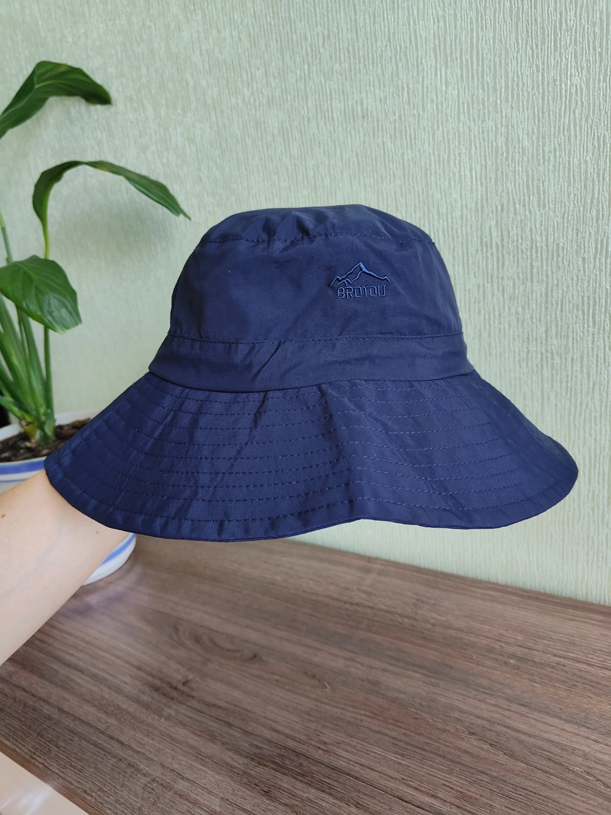 Brotou Sun Bucket Hat Wide Brim Quick Dry Navy Blue Outdoor Travel Hiking Panama