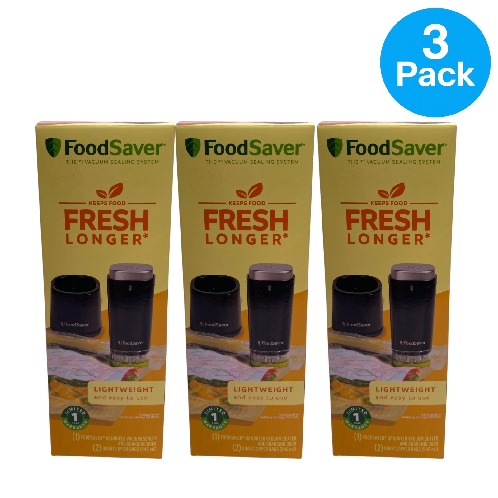 FoodSaver Handheld Vacuum Sealer Kit Black 3 Pack New
Opens in a new window or tab