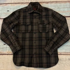 Schott CPO Heavyweight Wool Blend Plaid Military Shacket Shirt Jacket Small