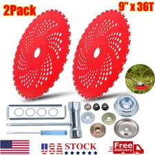 2 Pack-9"x 36 Teeth Carbide Tipped Blade kit for Brush Cutter Trimmer Weed Eater