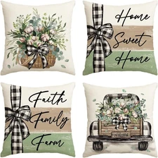 AVOIN colorlife Home Sweet Home Farmhouse Eucalyptus Leaves Throw Pillow Covers,