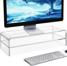 20in Large Acrylic Monitor Stand 2 Tier Premium Large Laptop Stand Acrylic