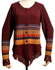 CHOMPAS BELLISSIMO DESIGN MAGLIONE CARDIGAN NORVEGESE 100% lana ALPACA...