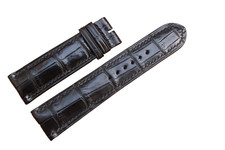 20mm Handmade Black Genuine Crocodile Skin Leather Watch Band Quick Release