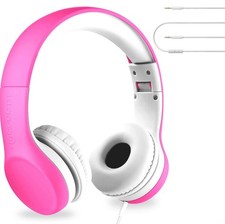 LilGadgets Kids Headphones for School - Ages 3 , On-Ear, Foldable, Wired Pink