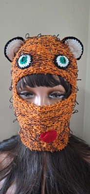 Bear Balaclava Hat with Ears   Handmade Crochet Ski Mask   Cute Costume Hood