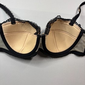 Dita Von Teese Bra 32B Balconette Black Lace Sexy Strappy Back Underwire