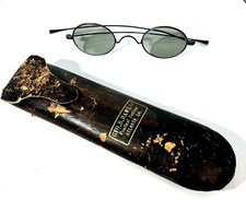 Antique Blue Tinted Sunglasses Blue Cable Wire Frame Oval And Antique Case