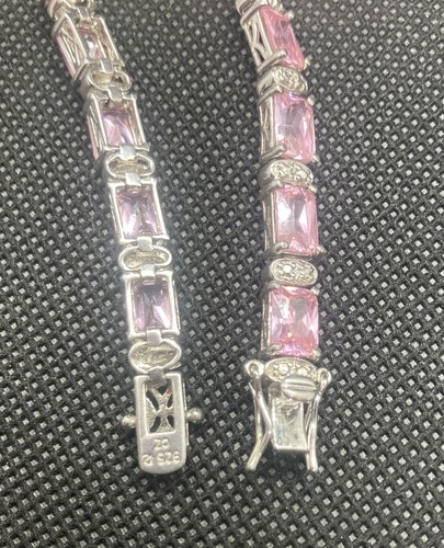 Sterling Silber 925 rosa und klar CZ Tennis Armband 8 Zoll 5 mm x 7,2 mm - Bild 4 von 11
