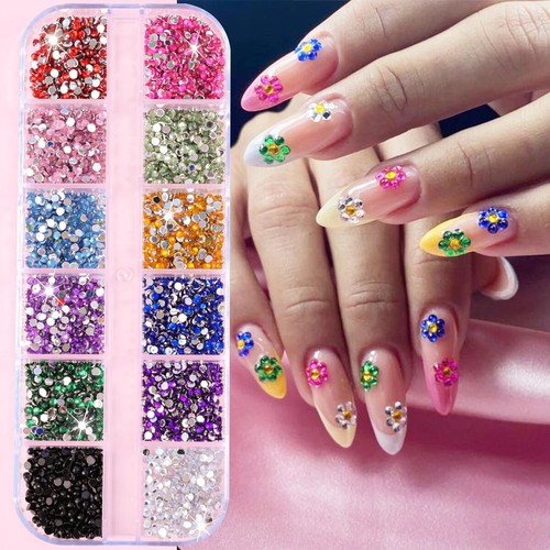 12 Gitter gemischt Nagel Strass Luxus Nagel Glitzer Kristall Nagel Maniküre Dekor - Bild 41 von 41
