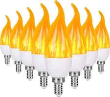 E12 LED Flame Light Bulbs, 3 Modes Flickering Light Bulbs, Candelabra Candle Fir
