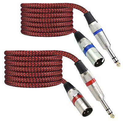 1/4'' TRS to XLR Male Cable Balanced - 25FT Quarter Inch Stereo to XLR Microph...