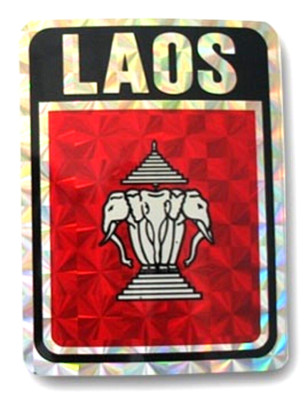 LAOS (OLD) PRISMATIC  REFLECTIVE FLAG STICKER DECAL  - NEW - FREE SHIPPING