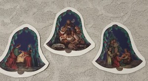 New Set Of 3 Christmas Static Window Stickers  7” Length By 3-5” Wide