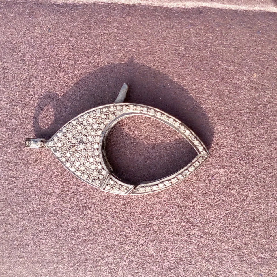 Langosta diamante doble cara pavé 26ct 1 pieza plata de ley 925 - 35x17 mm d30 Foto 2 de 4