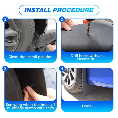 For Ford Mustang GT 4Pcs Car Mud Flaps Splash Mudguard Flexible Protection Black - Foto 8 di 12