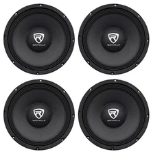 4) Rockville RM104PRO 10" 2400 Watt 4-Ohm SPL Car Midrange Mid-Bass Pro Speakers