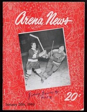Rare 1948 Cleveland Barons Philadelphia Rockets program Signed by Johnny Bower 