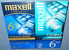 2 - MAXELL 6 HOUR T-120 VHS VIDEOCASSETTE TAPES PREMIUM  GX-SILVER - NEW SEALED