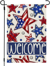 4Th of July Garden Flag Patriotic Stars 12X18 Inch Double Sided for outside Smal