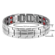 Magnetic Titanium SILVER Bracelet With 3000 GAUSS Magnets