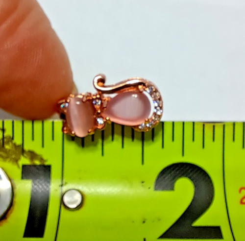 CAT - NEW EARRINGS - Stud - Pink Smooth Stone & Clear Faceted - Picture 7 of 7