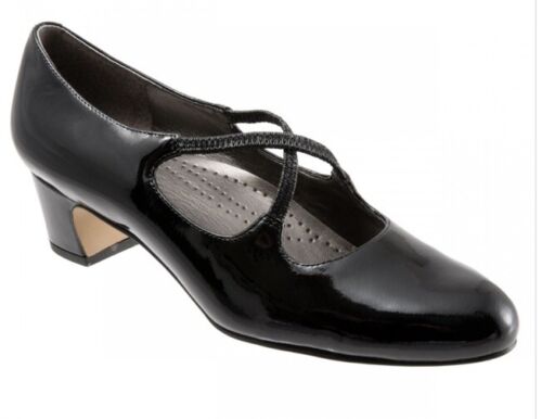 Trotters Black Patent Leather Jaimie Cross-back Pump Womens 8 Slim Shoe New - Picture 4 of 5