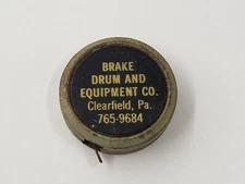 Vintage Tape Measure "Brake Drum And Equipment Co Clearfield, PA. 765-9684"
