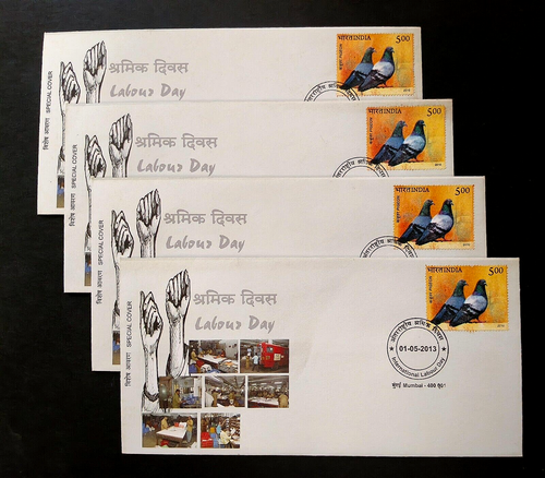 India - "HUMAN RIGHTS ~ LABOUR / LABOR DAY" 4 Special Covers 2013 - Picture 2 of 9