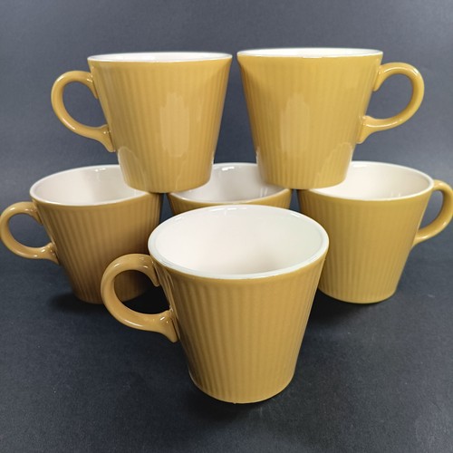 60er Jahre Gold gerippt Teetassen ~ 6 Stück Serenade von Sheffield ~ Vintage Kaffeetassen Set - Bild 4 von 7